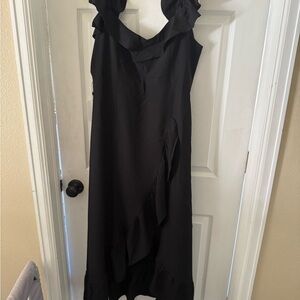 Joyfolie Black Ruffle Maxi Dress